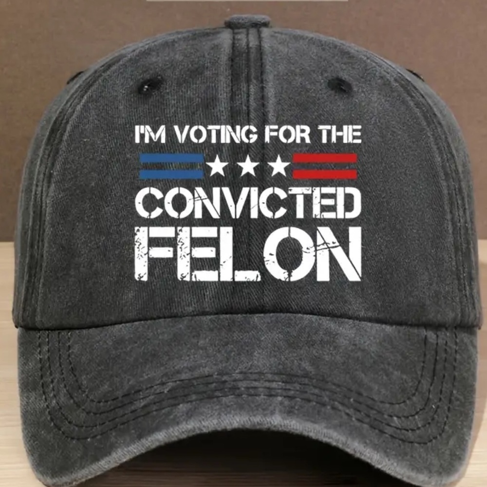Vintage style cotton cap “I’m voting for the convicted felon” - Grey